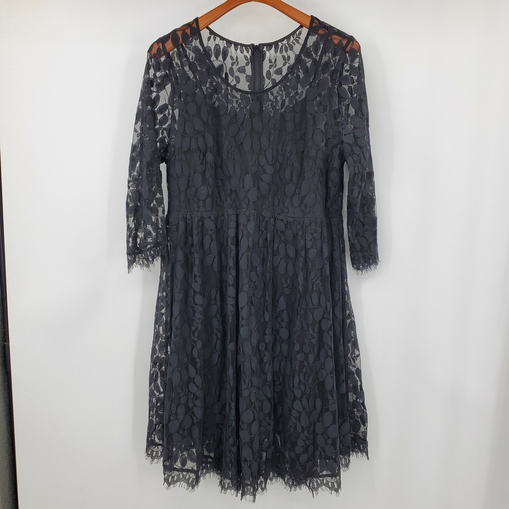 Torrid Black Lace Fit & Flare Dress Eyelash Trim 18 Whimsigoth Dark Fairy Grunge